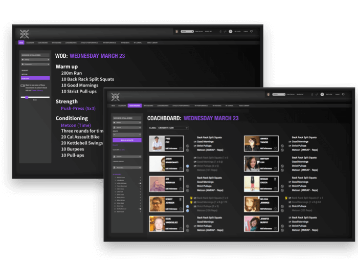 Engage your members and ensure 100% accurate attendance tracking with the Wodify Core gym management software digital whiteboard.