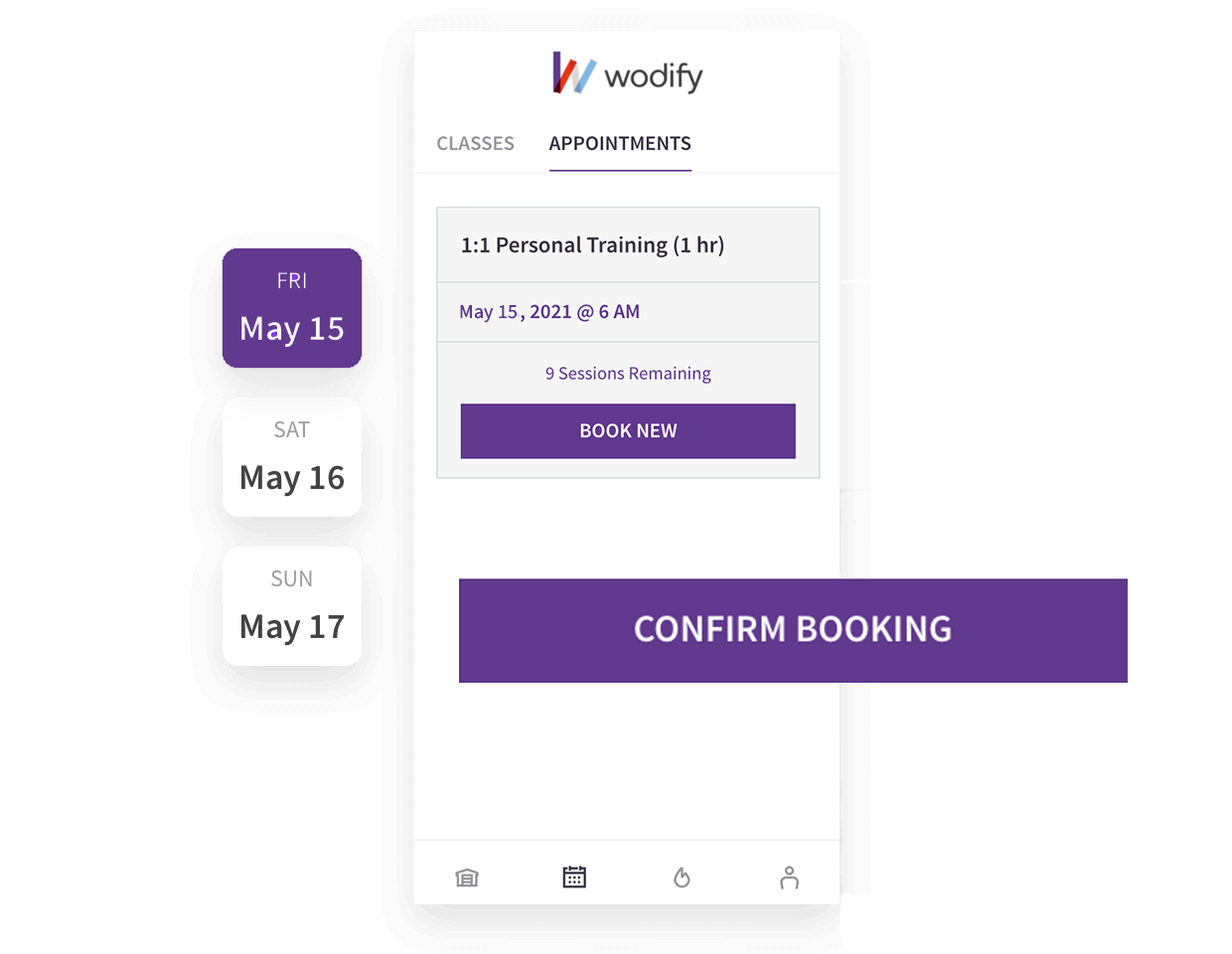 Reserve personal training and other 1-on-1 sessions with coaches with Wodify core gym management software's appointment feature.